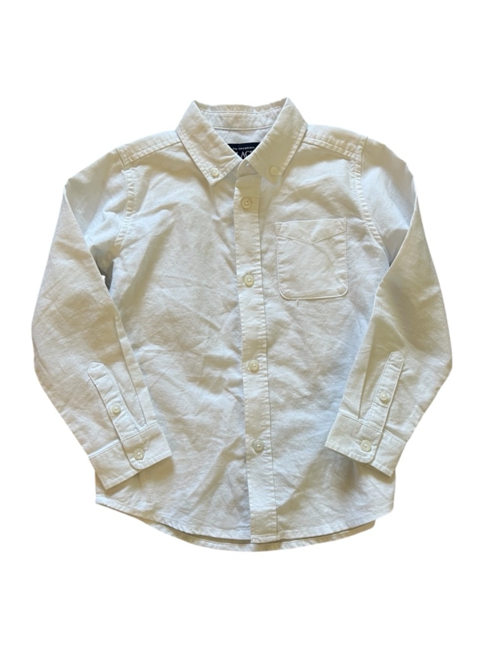 Children’s Place Boys White Long Sleeve Button Down Shirt | 5T